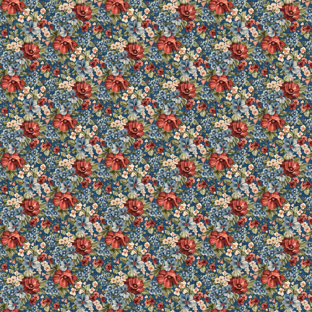 Fabric Northcott Navy Multi Packed Floral Farmhouse Sampler by the Quarter Yard DP28601-48